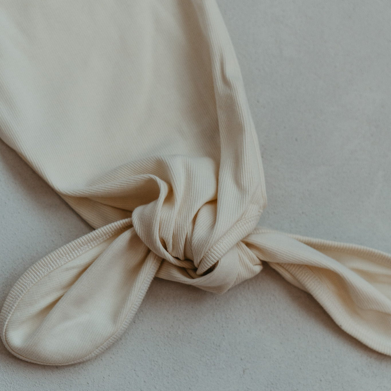 Ivory Ribbed Knotted Baby Gown