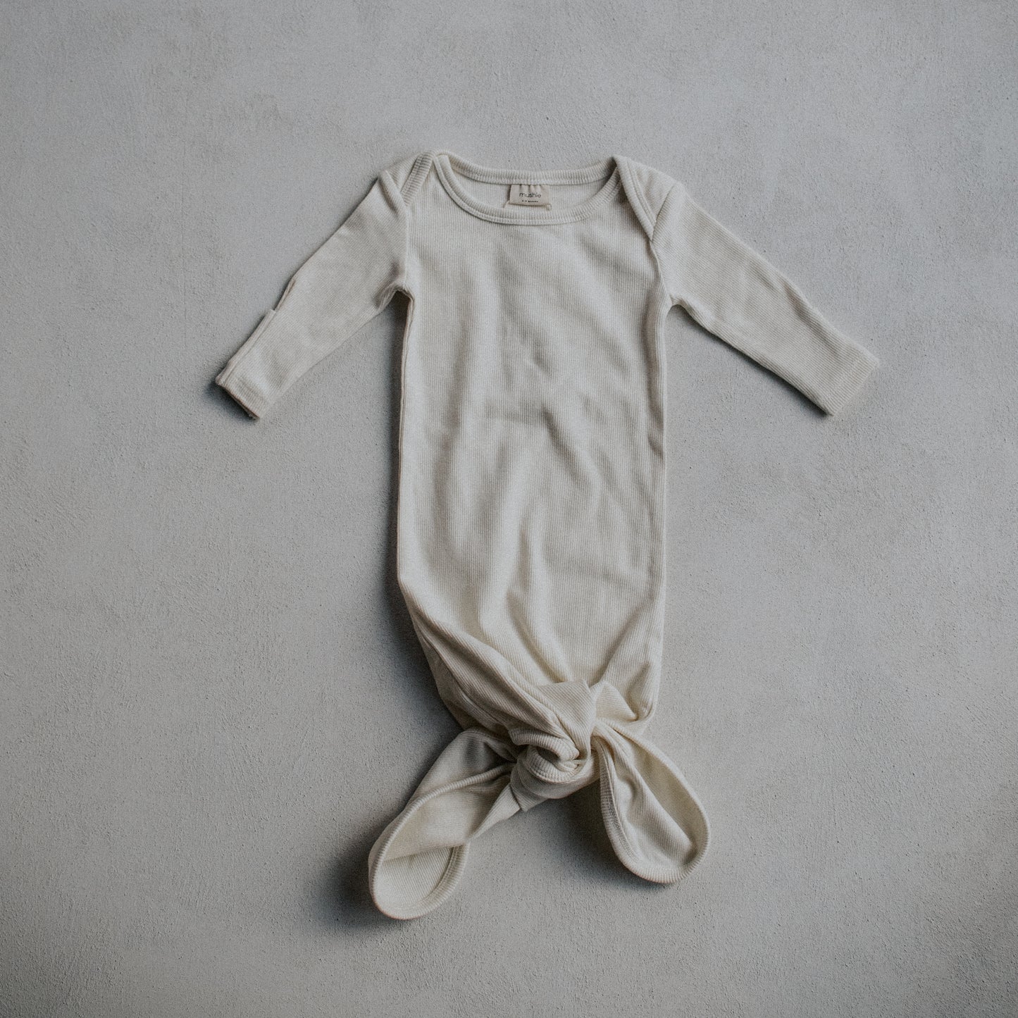Ivory Ribbed Knotted Baby Gown