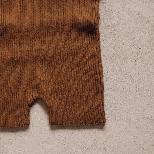 Walnut Ribbed Romper