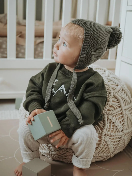 Knit PomPom Baby Hat