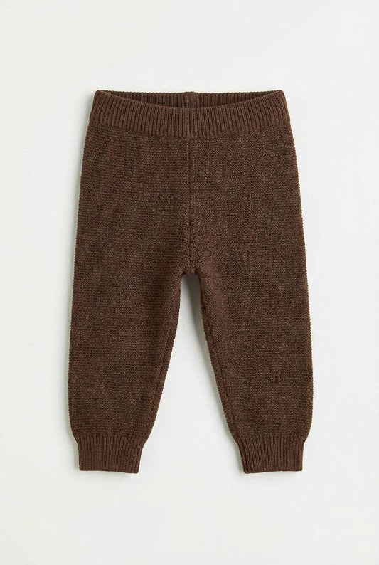 Merino Wool Knitted Trousers - Carob