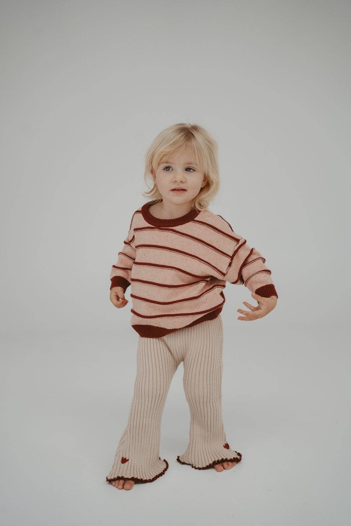 Embroidered Bell Pants - Ecru Tulip
