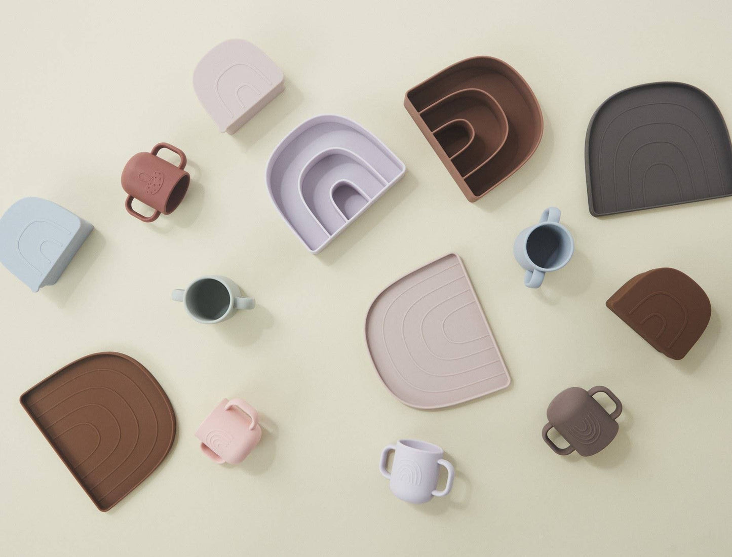 Rainbow Plate & Bowl Set - Rose & Fudge