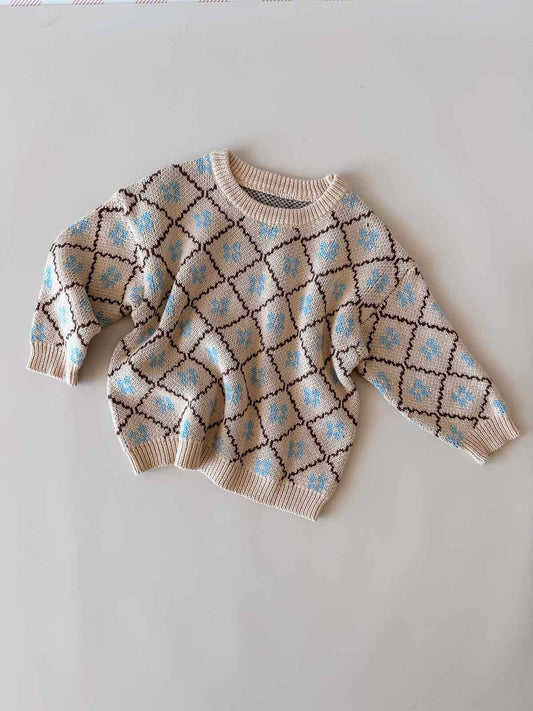 Cotton Knit Jumper - Bluebell