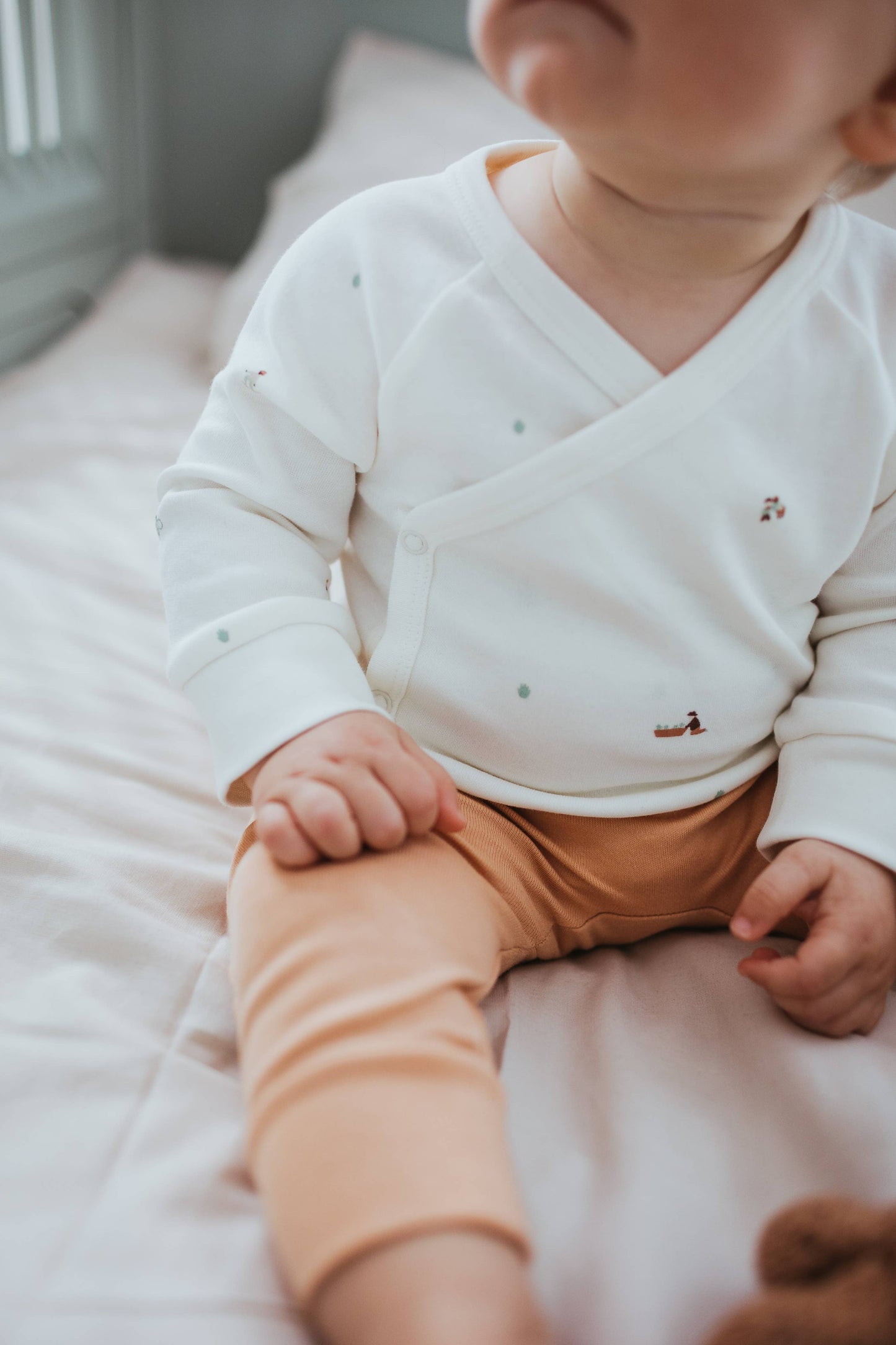 Organic Cotton Wrap Over Long Sleeve Bodysuit