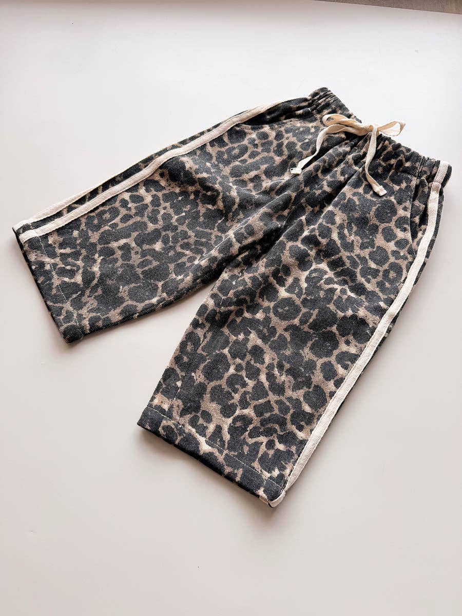 Denim Track Pants - Leopard Racer
