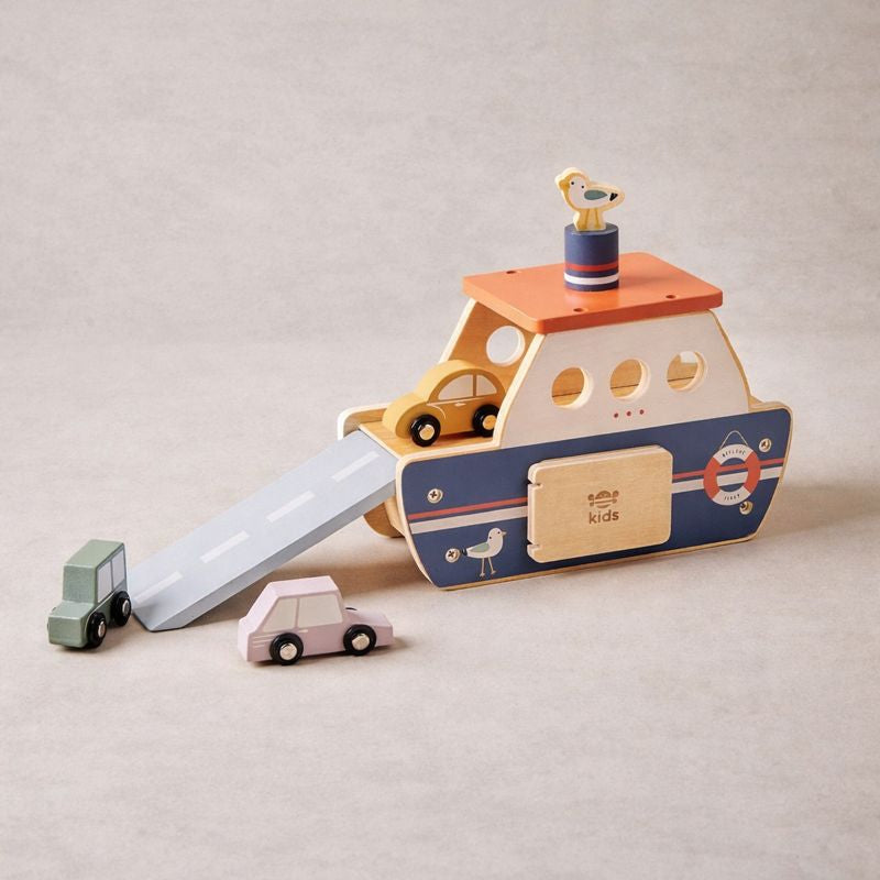 Wooden Ferry Toy Playset with Cars