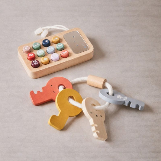 Wooden Phone & Keys Toy Set