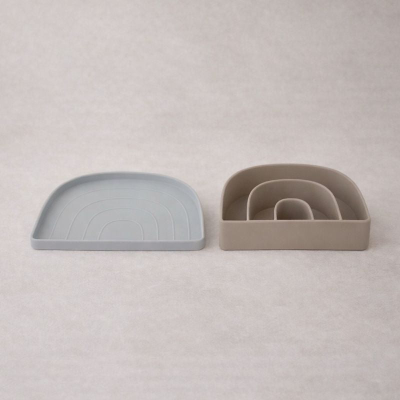 Rainbow Plate & Bowl Set - Dusty Blue & Clay