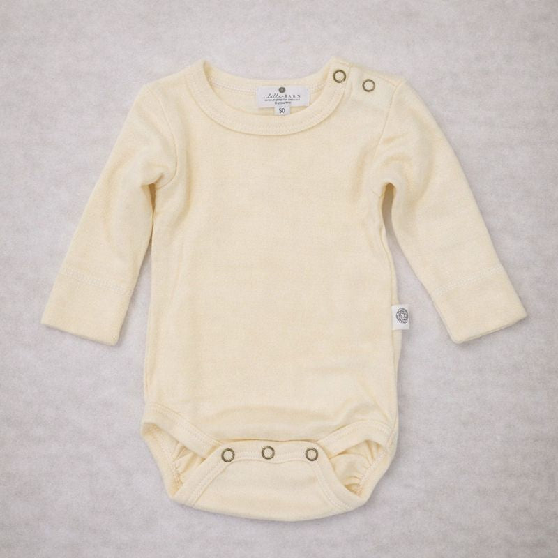 Wool Long Sleeve Bodysuit- Natural