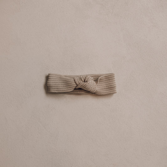 Wool Rib Knotted Headband - Oat Stripe