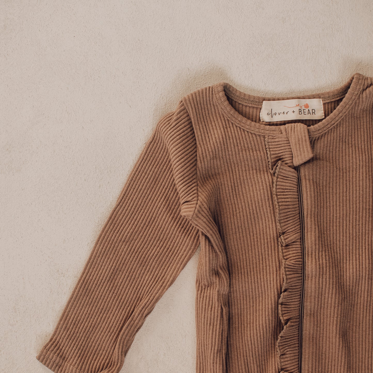 Ruffle Footed Onesie - Cappuccino