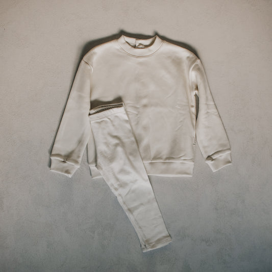 Cream Organic Oversized Sweatshirt Top & Legging Set