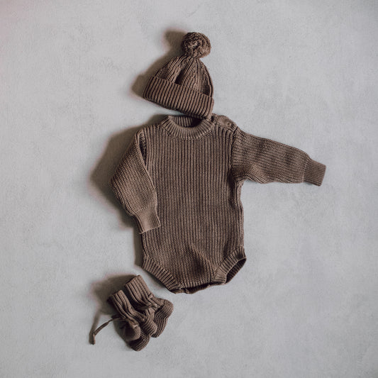 Walnut Knit Romper Set