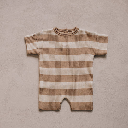Sand Stripe Ribbed Romper