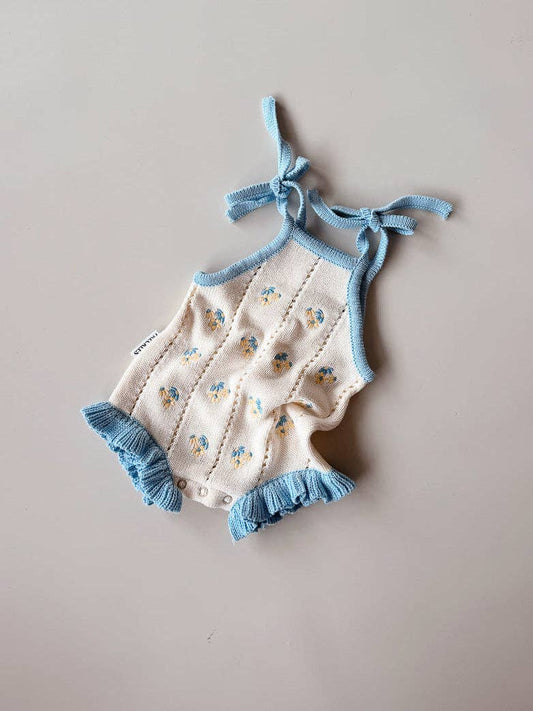 Bloom Pointelle Tie Romper - Pansy