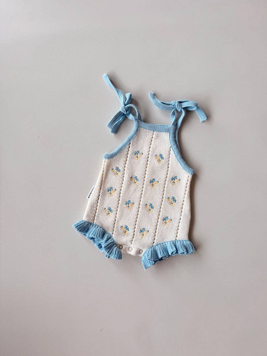 Bloom Pointelle Tie Romper - Pansy