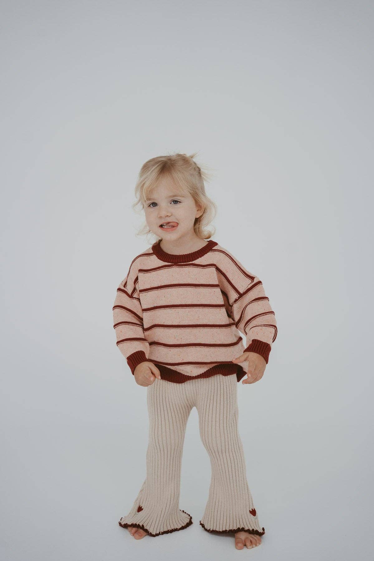 Embroidered Bell Pants - Ecru Tulip