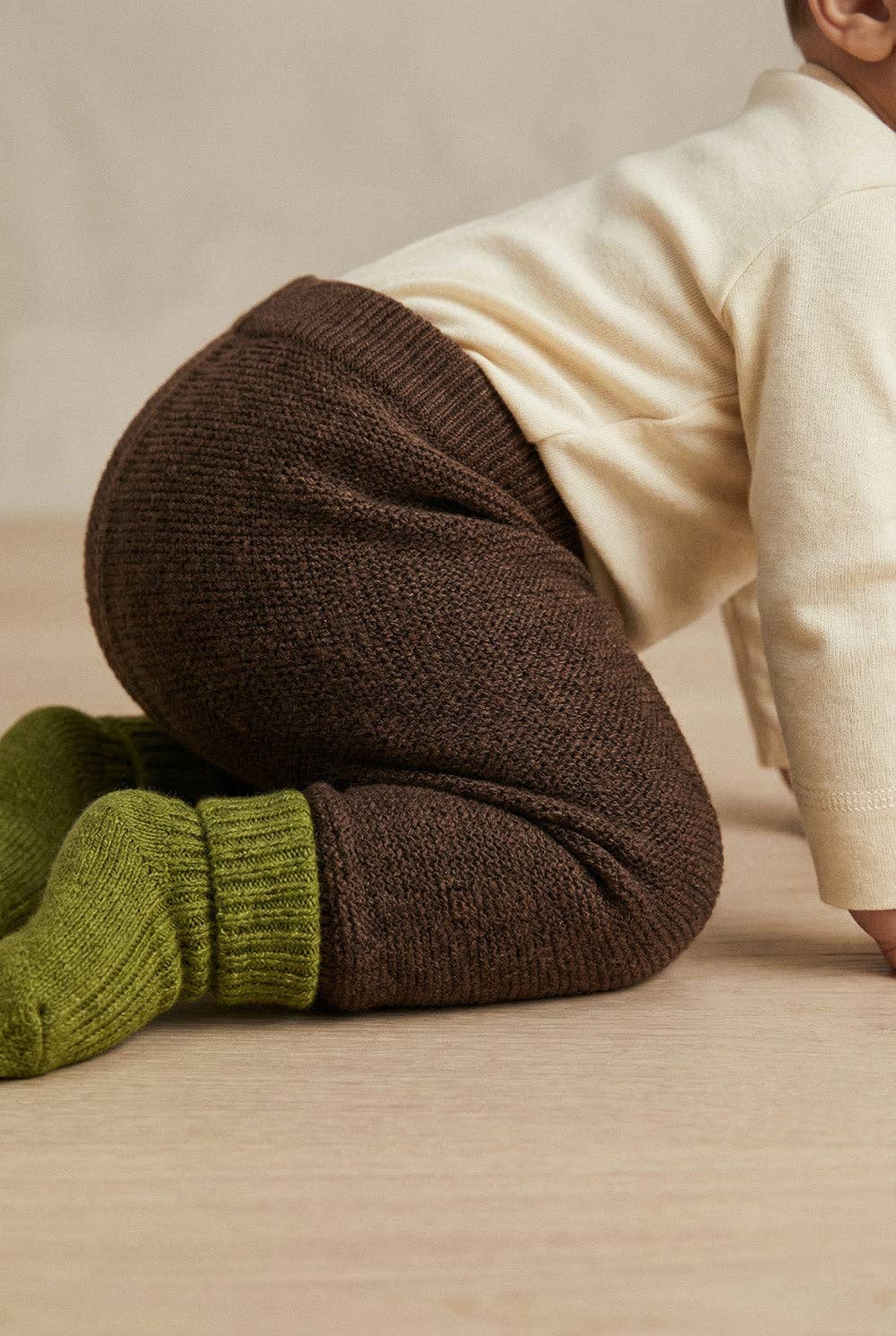 Merino Wool Knitted Trousers - Carob